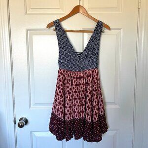 Lulus Floral Print Dress with Lace-Up Back